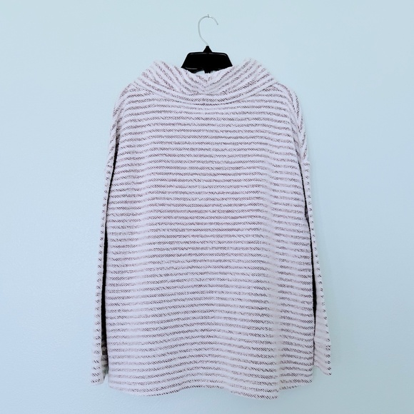 C Active Burgundy & White Striped Knit Cowl Neck Pullover Sweater - Picture 2 of 4